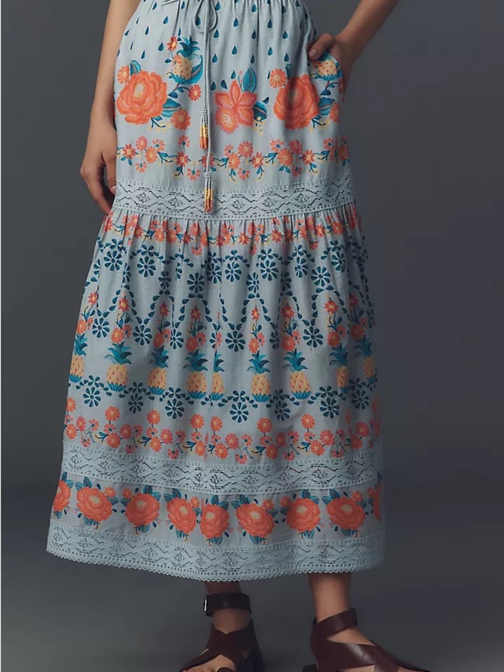 FARM RIO Anthropologie Tropical Delicacy MIDI Skirt - Picture 2 of 2